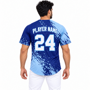 Camiseta de Béisbol Sublimada Personalizada para Hombre y Mujer, Camiseta de Softbol con Botones, Color Sólido, Transpirable, Corte Holgado, 100% Poliéster, Cuello en V, Deportiva - Product Image 4