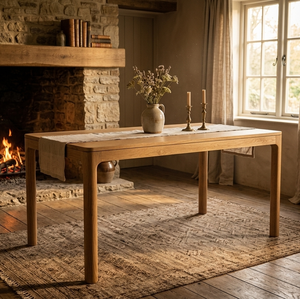 Table à manger Maya en teck massif, fabrication artisanale, design rectangulaire minimaliste haut de gamme, pour une utilisation élégante à l'entrée de la maison - Product Image 3