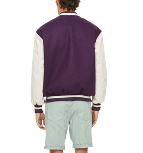 แจ็คเก็ตวาร์ซิตี้ผ้าขนสัตว์ปักลายเชนิลคุณภาพสูง แขนหนังแท้ สำหรับฤดูหนาว แจ็คเก็ตวาร์ซิตี้ผู้ชายสุดเท่ - Product Image 2