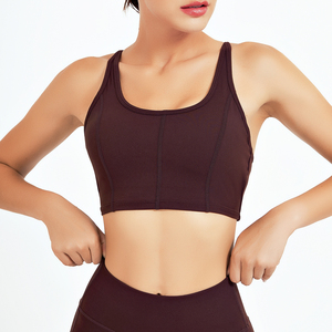 Soutien-gorge de sport pour homme, couleur unie, dos nageur, col en U, sans couture, respirant, maintien élevé, haut de yoga et de sport, Spandex/Nylon, bretelles réglables - Product Image 6