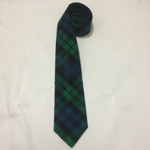 Corbata de tartán negro, a menudo hecha de poliéster, lana o poliviscosa, con los tradicionales colores verde oscuro y azul marino. - Product Image 1