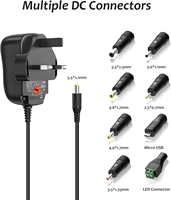 Adaptateur secteur universel 24W AC DC 3V 4.5V 5V 6V 7.5V 9V 12V, transformateur d'alimentation avec 8 prises DC pour l'électronique