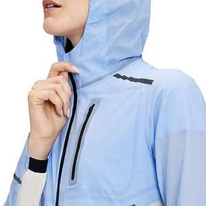 Women's <b>Light</b> Blue Hooded Windbreaker Jacket Full Sleeve Lightweight Stand Collar Detachable Collar Zipper Closure Sporty Style - Product Image 5