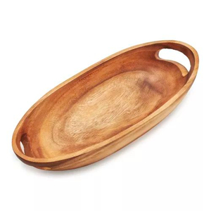 Oval Wooden Serving <b>Plate</b> Handmade Polished Wabi Sabi Design Solid Color Dishes & <b>Plates</b> Round <b>Plate</b> Stylish <b>plate</b> - Product Image 3