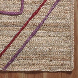 Alfombra de Yute Geométrica Tribal Boho, Alfombra de Yute Beige y Morado, Alfombra Estilo Suroeste, Inspirada en la Cultura Nativa, Decoración para Sala de Estar y Dormitorio - Product Image 5