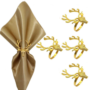 แหวนรองผ้าเช็ดปากทองเหลืองดีไซน์ทันสมัยปรับแต่งได้ รูปทรงสี่เหลี่ยม สีตามสั่ง ลายกวางเรนเดียร์คริสต์มาส - Product Image 3