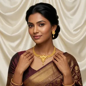 Trendy Brass 22K Gold Plated <b>Necklace</b> and Earrings Set Plant Pattern <b>Statement</b> Jewelry for Women Wedding AC41N0049 - Product Image 3
