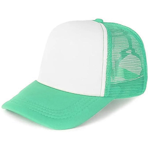 White and Mint Green Trucker Cap Mesh Back Adjustable Unisex 6-Panel <b>Hat</b> Casual Spring <b>Summer</b> Style - Product Image 1