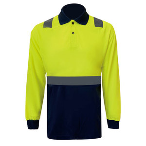 Worker Heavy Duty Breathable Long Sleeve Polo <b>Shirts</b> Reflective Safety Workwear Construction Security Polo <b>Shirt</b> - Product Image 3