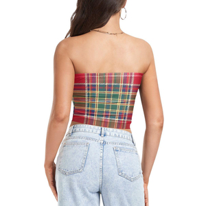 Premium Quality <b>Red</b> Sublimation Tube <b>Top</b> <b>Crop</b> Strapless Holiday Fashion Christmas Party Outfit for Women wholesale rate - Product Image 2