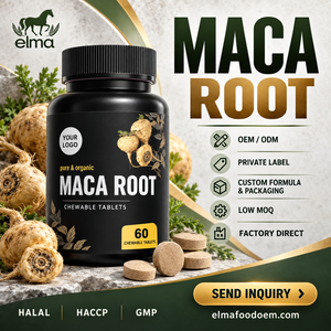 Suplemento de Extracto de Raíz de Maca Halal Elma Food, 60 Tabletas Masticables, Apoyo Energético para Hombres, Metabolismo, Circulación, GMP, HACCP - Product Image 1