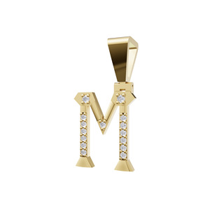 Colgante de diamante con letra M de oro de 18 quilates, diamante cultivado en laboratorio Aarinya, colgante con letra del alfabeto - Product Image 4