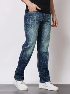 กางเกงยีนส์เดนิมทรงหลวมขากว้างสไตล์วินเทจสีน้ำเงินฟอกขาดแบบดิสเทรส - Product Image 4