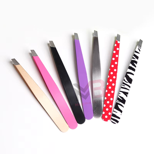 Prix d'usine, moins cher, pinces à épiler en acier inoxydable de 1,2 mm, outils de soin personnel, pinces à épiler biseautées noires et or rose - Product Image 2