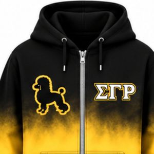 Sudadera con Capucha Oversize para Mujer, Estilo Tie-Dye, Color Negro y Dorado, Personalizada con Letras Griegas de la Hermandad Sigma Gamma Rho, Sudadera Informal de Felpa - Product Image 6