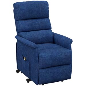 Poltrona Elettrica Reclinabile Blu Scuro per Anziani con Telecomando e Tasche Laterali per Soggiorno - Product Image 1