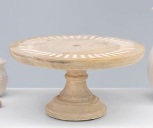 Wholesale Sierra Wood Cake <b>Stand</b> <b>Small</b> Home Decor Round Pedestal Tray Elegant Kitchen Table <b>Display</b> for Desserts - Product Image 6