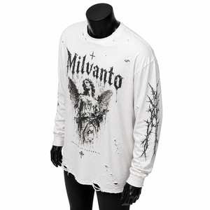 เสื้อยืดแขนยาวผ้าฝ้ายแท้ 100% หนัก 250 GSM แบบทำสีซีดสไตล์วินเทจ สำหรับแบรนด์สตรีทแวร์ |   เสื้อยืดแขนยาวคุณภาพพรีเมียม - Product Image 5