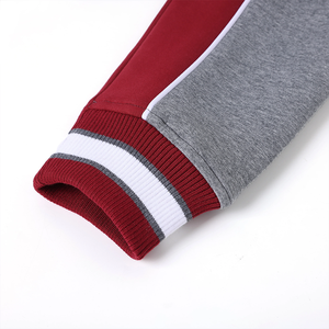 Ensemble de survêtement décontracté gris chiné imprimé, deux pièces : veste zippée et pantalon de jogging en mélange de coton premium, style universitaire streetwear - Product Image 4