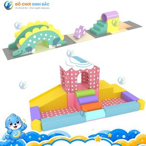 Ensemble de jeux d'intérieur amusant pour enfants avec toboggan et maisonnette d'escalade, en matériau PP, design coloré, pour écoles et maternelles - Product Image 3