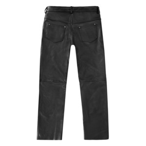 Pantalones de Cuero Genuino 100% Personalizados para Hombre, de Cintura Alta, Negros, Corte Recto, Estilo Motero, con Cierre de Botones - Product Image 4