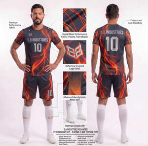 Maillot de football personnalisé imprimé par sublimation, uniforme de football à séchage rapide, kit d'entraînement et de match, logo brodé, micro-mesh respirant - Product Image 2