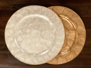 Assiette de présentation de luxe en nacre naturelle, ronde, en coquille de Capiz blanche, décorative, avec bord doré, pour événements et fêtes, vente en gros - Product Image 3