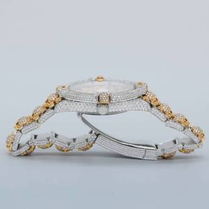 RB GEMS นาฬิกากลไกใช้ได้ทั้งชายและหญิงสุดหรูเพชรโมอิสสำหรับผู้ชายเคสทรงสี่เหลี่ยมที่เป็นเอกลักษณ์สายสแตนเลสสไตล์ฮิปฮอป - Product Image 4