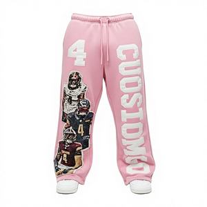 Pantalones de chándal anchos personalizados para hombre, de algodón con lavado ácido, de pierna recta, holgados, tipo jogger, 400 500, 2026 - Product Image 1