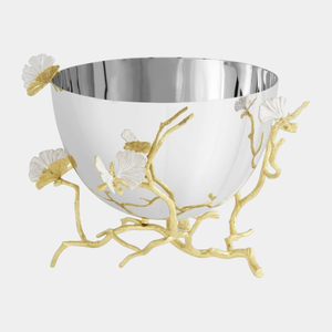 Exclusivo Juego de Tazones para Servir con Diseño de Pájaro en Rama, Metálicos, Verde y Amarillo, Hechos a Mano, de Lujo, para Servir Alimentos, Tazones Decorativos - Product Image 4