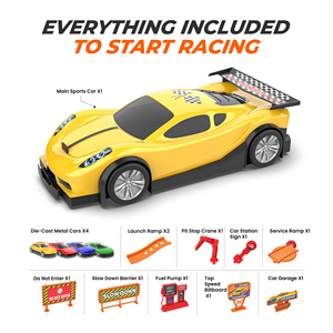 Mirana <b>Car</b>-in-<b>Car</b> <b>Garage</b> <b>Toy</b> for Kids | 4 Diecast Metal <b>Cars</b> | Foldable Storage Playset with Handle | Holds up to 16 Vehicles - Product Image 2