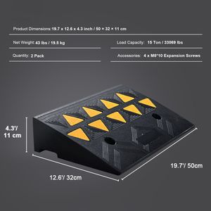 Set di 2 Rampe in Gomma per Marciapiedi, Altezza 4,3 Pollici, Capacità 33069 Libbre/15 Tonnellate, Rampe Stabili per Vialetti - Product Image 6