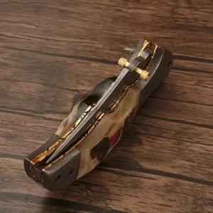 Navaja Plegable de Acero de Damasco Personalizada, Grado Industrial, Multiusos para Exteriores, Punta Caída, Garantía de 3 Años, Funda de Cuero - Product Image 4