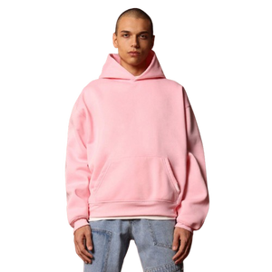 Sweat-shirt à capuche rose clair pour homme, logo personnalisé, manches longues, pull à capuche avec poche kangourou, streetwear décontracté, OEM ODM, vente en gros - Product Image 5