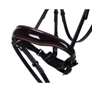 Luxury Patent Leather Horse Bridle Crystal Browband Dressage Bridle Padded <b>Equestrian</b> Riding Tack Set horse equipment - Product Image 3
