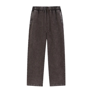 Men's Cotton Sweatpants <b>Elastic</b> <b>Waist</b> Drawstring Casual Washed Midweight Autumn Pants - Product Image 1