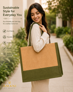 <b>Jute</b> <b>Shopping</b> <b>Bag</b> 12x14x4 Inch Eco Friendly Reusable Tote for Groceries and Wedding Use with Top Handle and Spacious Capacity - Product Image 3
