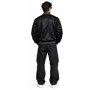 Blouson bomber noir pour homme, style punk, avec broderies de crânes, col rabattu, coupe classique, pour l'automne - Product Image 5