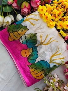 Sari de Lino Suave con Estampado Floral Completo y Blusa Moderna Reversible de Secado Rápido para Todas las Estaciones, Ideal para Diwali, Bodas y Fiestas - Product Image 6