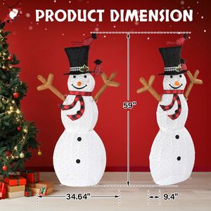 Pupazzo di Neve e Uccelli Pre-Illuminati con 170 Luci LED Bianche, Decorazioni Natalizie da Esterno Gonfiabili per Giardino - Product Image 4