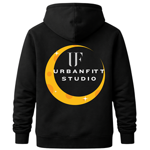 Black Hooded <b>Pullover</b> Hoodie <b>Men</b> Regular Fit Long Sleeve 100% Cotton Winter Sweatshirt with Back Custom Logo Letter Pattern - Product Image 2