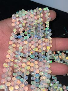Perles en opale blanche naturelle éthiopienne à facettes en forme de poire, taille 5*7mm à 6*9mm, perles de pierre tendance pour la fabrication de bijoux en gros - Product Image 1