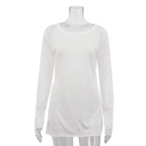 Women Casual <b>Long</b> <b>Sleeve</b> <b>T</b>-<b>Shirt</b> <b>Dress</b> Solid Round Neck Loose Mini Tee Autumn Loungewear - Product Image 2