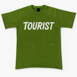 T-shirt à manches courtes pour homme rouge avec imprimé touristique blanc, coupe classique, style décontracté, tissu jersey, col rond - Product Image 5