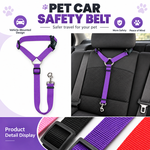 Cinturón de Seguridad para Perros y Gatos, Correa de Sujeción Ajustable de Nailon para el Reposacabezas del Coche, Arnés de Seguridad para Viajes - Product Image 1