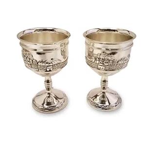 Juego de Copas Kiddush de Acero Inoxidable con Diseño Grabado con Láser, Copa de Vino de 7.5 oz con Diseño de Granadas, Copas para Vino - Product Image 5