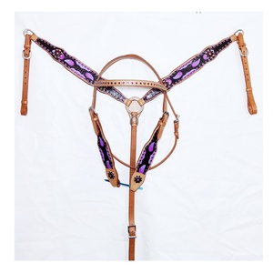 Produits équestres essentiels pour chevaux Headstall Western facile d'entretien en cuir PVC avec modèles en coton blanc raccords en laiton équitation - Product Image 5