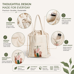 <b>Mini</b> Canvas Long Rope Handle Tote Bag with Pockets Zipper Closure Medium for Women Party Use - Product Image 5