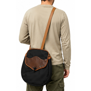 Premium Quality Minimalist Black Canvas Shoulder Bags Brown Leather Accents Bags Durable Outdoor Use Accessory Falconry Bags - Product Image 4