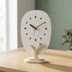 <b>Table</b> <b>Clock</b> for Home Decor 8 Inch Wooden Desk <b>Clock</b> With White MDF Face Silent Quartz Movement Modern Desktop <b>Clock</b> - Product Image 5